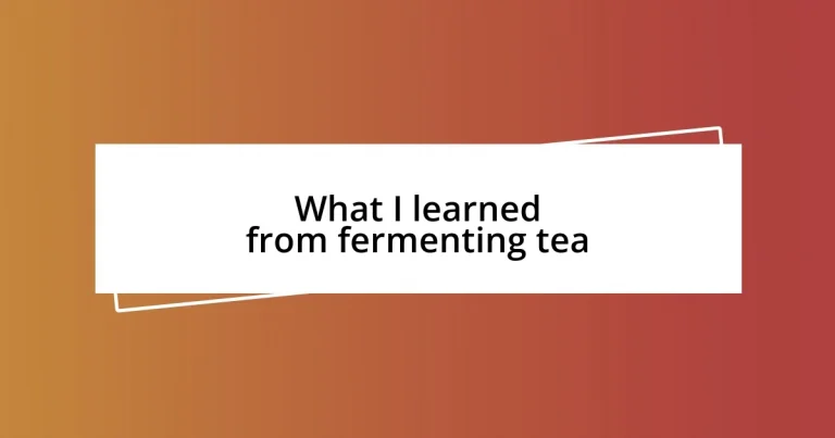 What I learned from fermenting tea